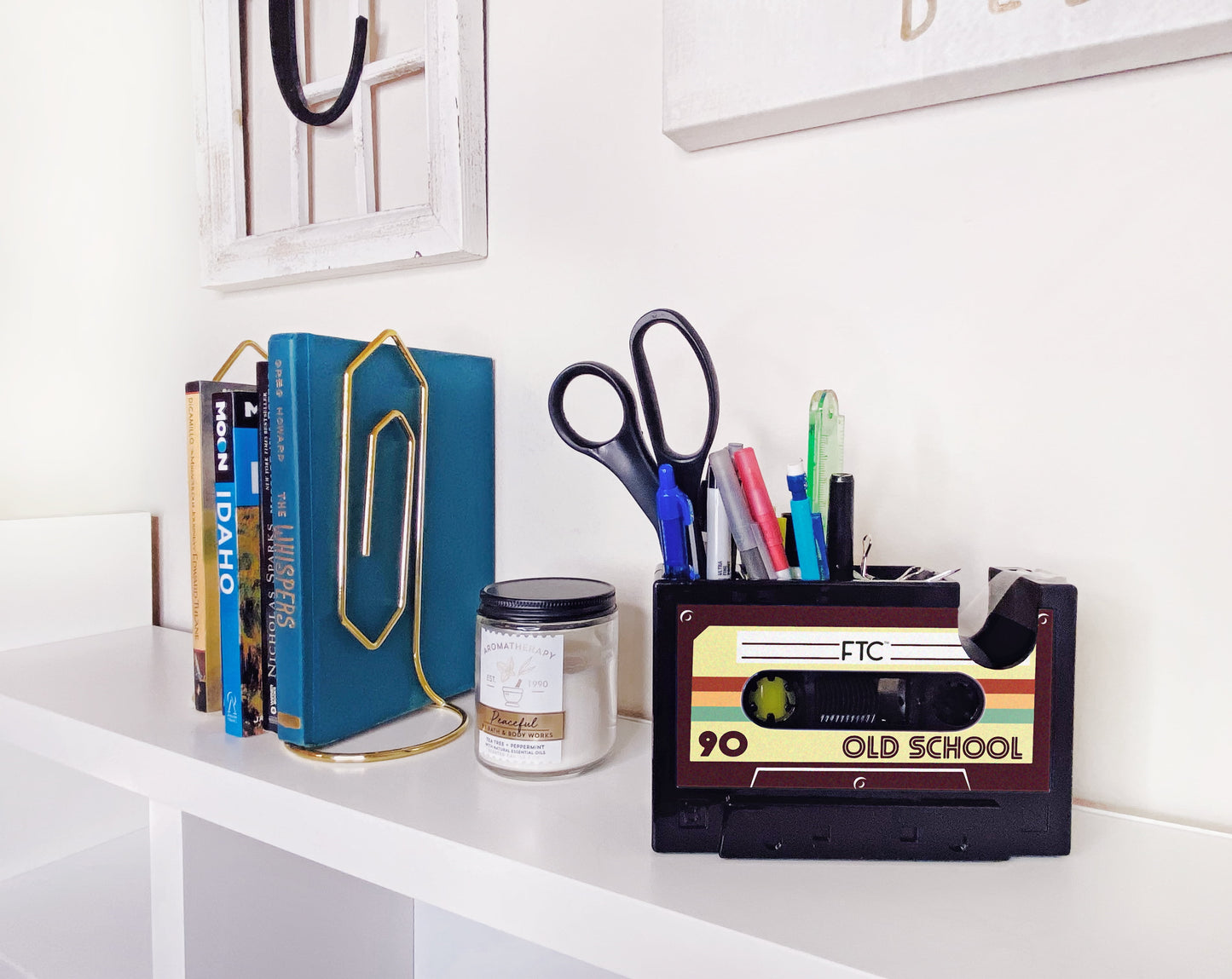 Retro Cassette Tape Dispenser, Adhesive Tape Holder, 6.70" X 1.98" X 4.53", Old School Design
