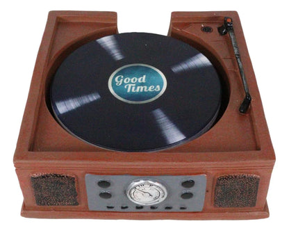 Vintage Retro Nostalgia Vinyl Turntable Player Replica Coasters and Holder Set