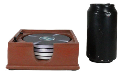 Vintage Retro Nostalgia Vinyl Turntable Player Replica Coasters and Holder Set