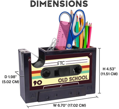 Retro Cassette Tape Dispenser, Adhesive Tape Holder, 6.70" X 1.98" X 4.53", Old School Design