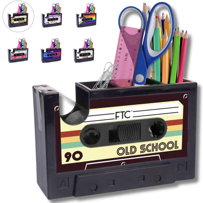 Retro Cassette Tape Dispenser, Adhesive Tape Holder, 6.70" X 1.98" X 4.53", Old School Design