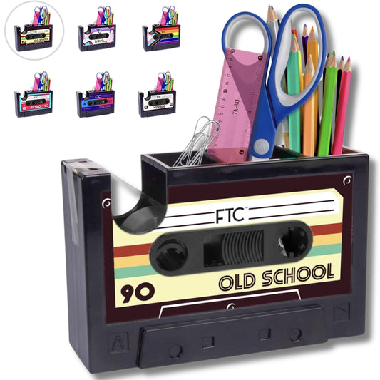 Retro Cassette Tape Dispenser, Adhesive Tape Holder, 6.70" X 1.98" X 4.53", Old School Design