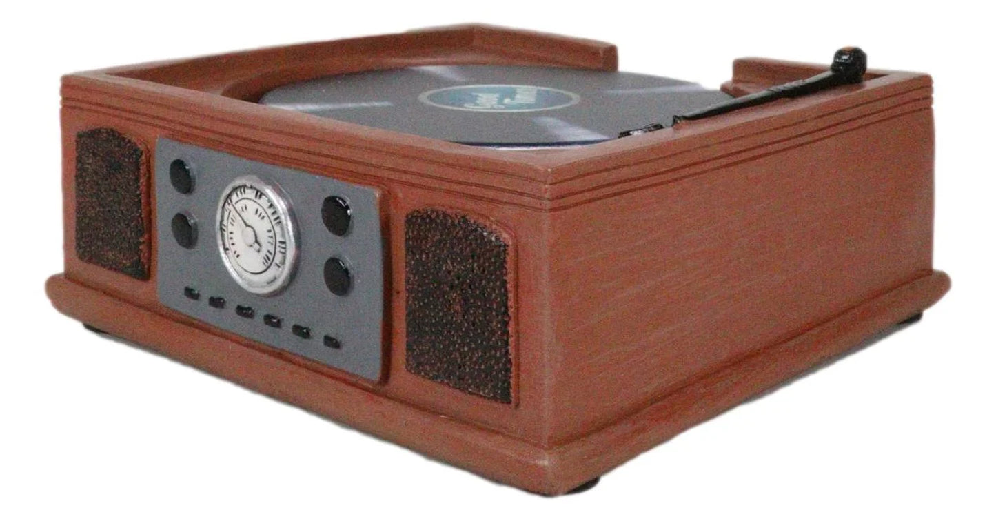 Vintage Retro Nostalgia Vinyl Turntable Player Replica Coasters and Holder Set